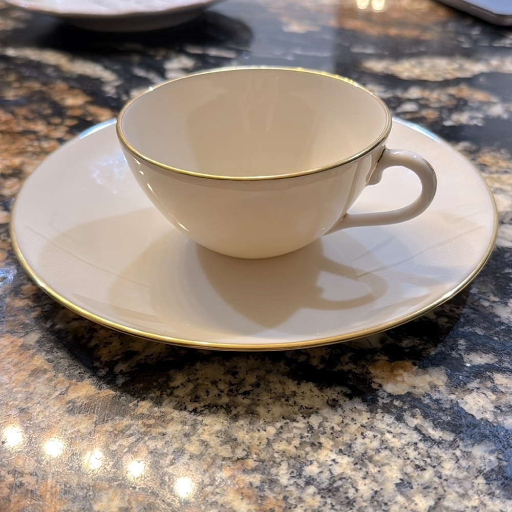 Elegant Olympia Cream Teacup with Gold Rim